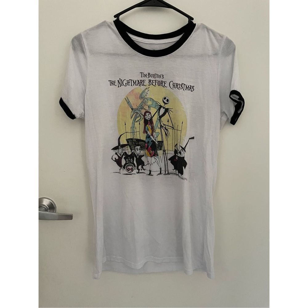 Disney The Nightmare Before Christmas White & Black Ringer Tee